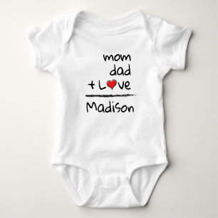 Mum Dad Love Baby Name Personalised Baby Bodysuit