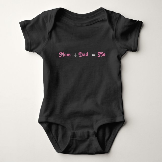 Mum + Dad = Me Black Baby Girl Bodysuit (Front)