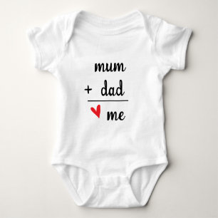 Mum + Dad = Me Cute Newborn Announcement Baby Bodysuit