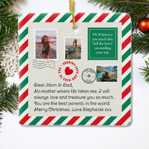 Mum & Dad Merry Christmas Letter Photo Collage  Ceramic Ornament