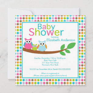 Mum & Dad Owls with Baby Owl Baby Shower Invitation