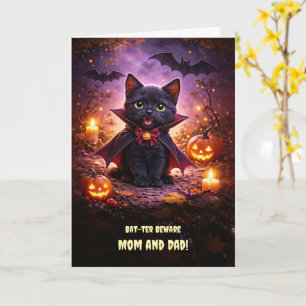 Mum Dad Parents Happy Halloween Cute and Fun Black Card