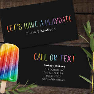 Mum Dad Playdate Simple Colourful Fun Calling Card