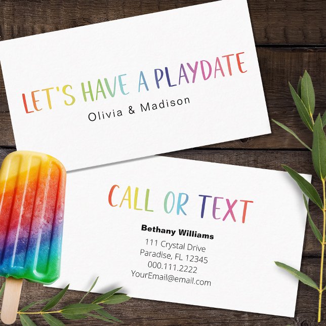 Mum Dad Playdate Simple Colourful Fun Calling Card (Creator Uploaded)