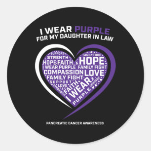 Mum Dad Purple Daughter In Law Pancreatic Cancer A Classic Round Sticker