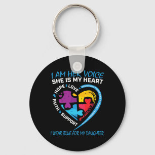 Mum Dad Puzzle I Wear Blue For My Daughter Autism  Key Ring