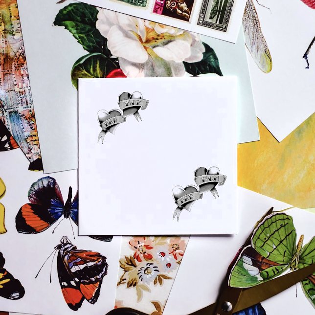 Mum Dad Red Hearts Tattoo Rubber Stamp (Creator Uploaded)