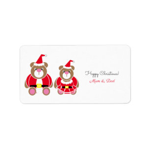 Mum & Dad teddy bear Christmas gift Label