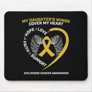 Mum Dad Women Men Wings Daughter Childhood Cancer  Mouse Pad