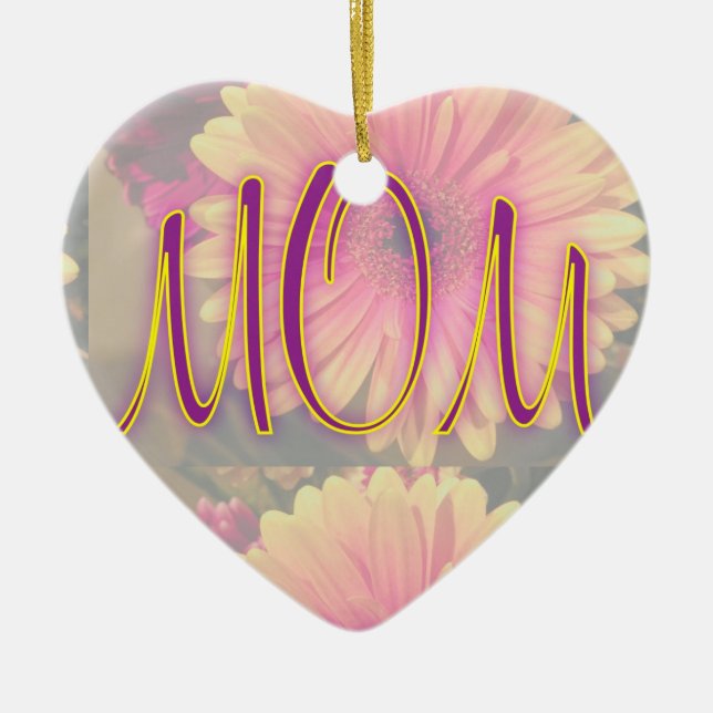 Mum Daisy Ceramic Tree Decoration (Front)