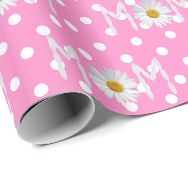 Mum Daisy On Polka Dots Wrapping Paper (Roll Corner)