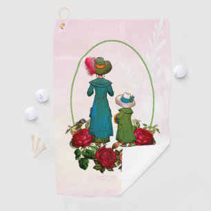 Mum Daughter Duo Red Roses Floral Mother's Day  Golf Towel