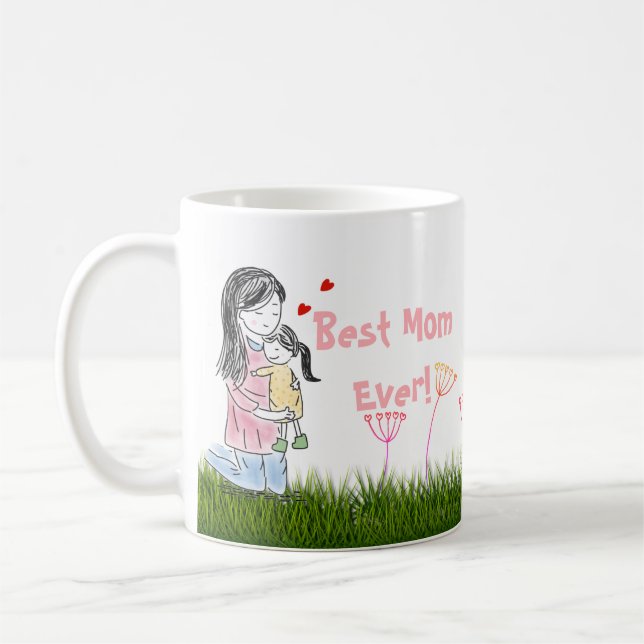 Mum & Daughter Hug Custom Coffee Mug (Left)