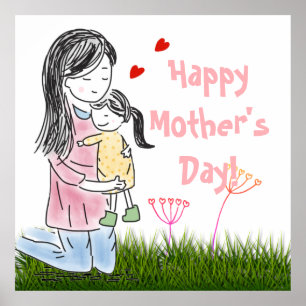 Mum & Daughter Hug Custom Poster