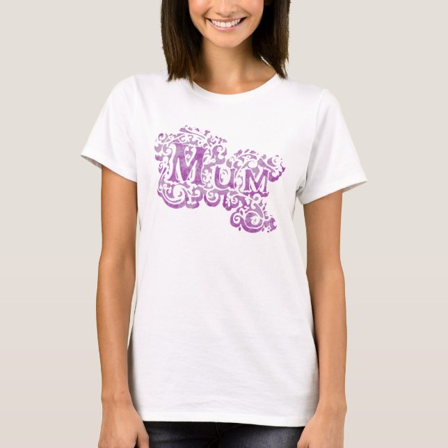 Mum decorative purple typographic t-shirt (Front)