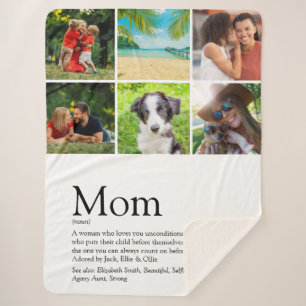 Mum Definition 6 Family Photo Collage Sherpa Blanket
