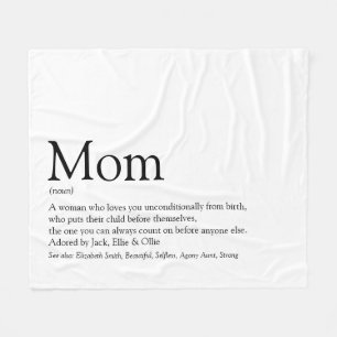 Mum Definition Fun Cool Black and White Fleece Blanket