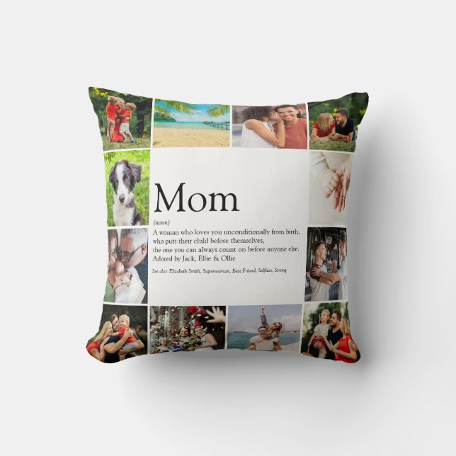 Mum Definition Quote 12 Photo Collage Cushion (Front)