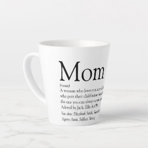 Mum Definition Quote Black and White Latte Mug
