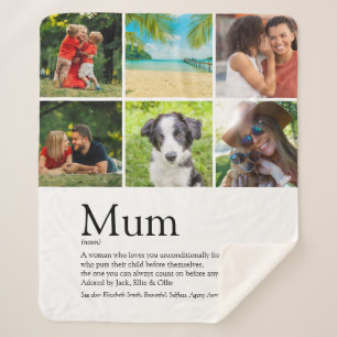 Mum Definition Quote Photo Collage Sherpa Blanket