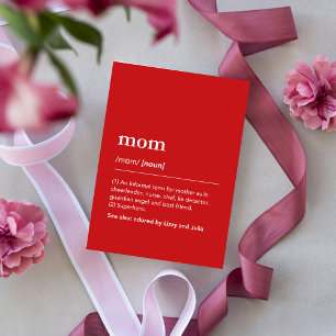 Mum definition Red Modern Custom Kids Names Card