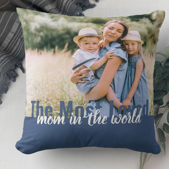 Mum Editable Text Overlay 2 Photo Double Sided Cushion (Creator Uploaded)