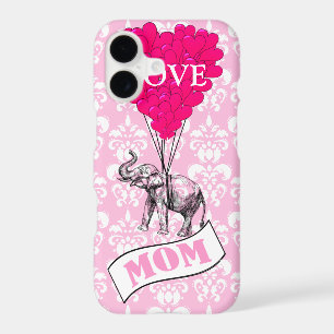 Mum, elephant and heart balloons