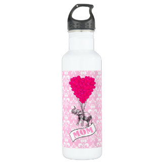 Mum, elephant and heart balloons 710 ml water bottle