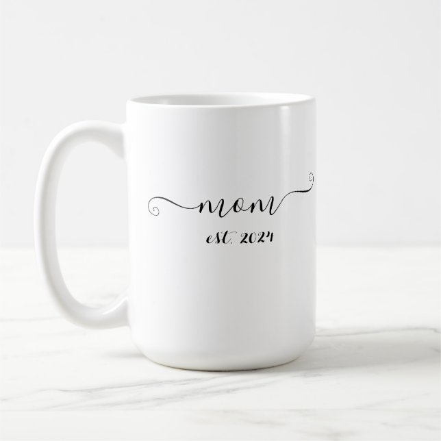 mum est. 2024 Elegant Gift for Future Mum Coffee Mug (Left)