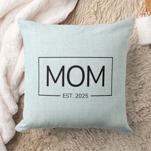 Mum est 2025 new mum baby reveal blue faux burlap cushion (Blanket)