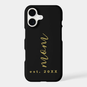 Mum Est. Black Gold Minimalist Keepsake Elegant 
