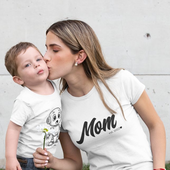 Mum Est. Black Script Heart | Custom T-Shirt (Creator Uploaded)