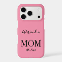 Mum Est. Year Custom Name Minimalist Peony Pink 