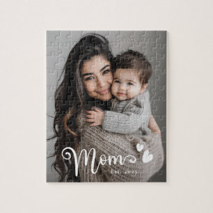 Mum est year hearts overlay photo jigsaw puzzle