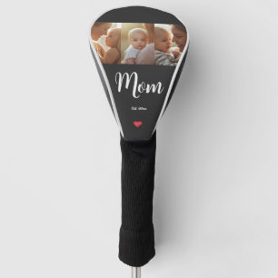 Mum Est. year Modern Bold Script 3 Photo Heart Golf Head Cover