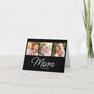 Mum Established 3 Photo Script Black Card