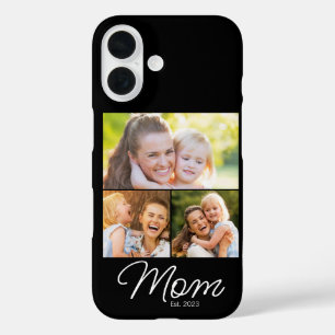 Mum Established 3 Photo Script Black iPhone 16 Case