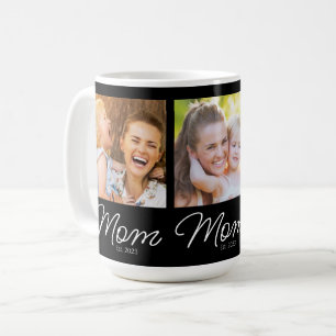 Mum Established 3 Photo Script Black Coffee Mug