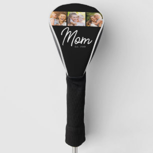 Mum Established 3 Photo Script Black Golf Head Cover