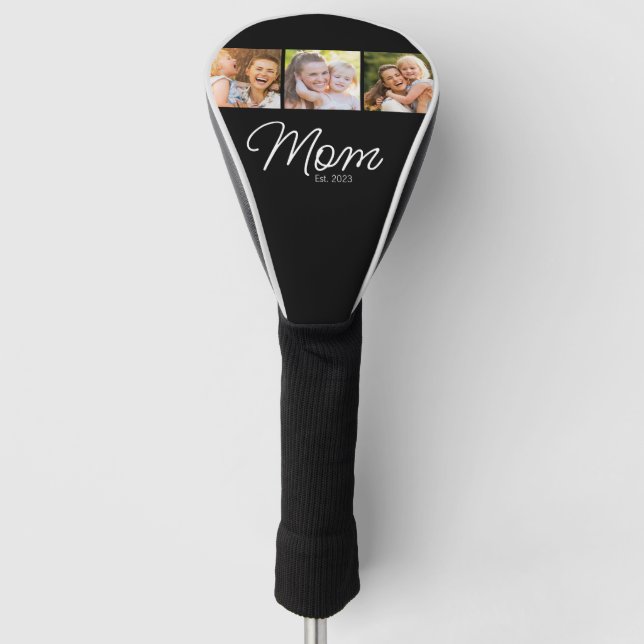 Mum Established 3 Photo Script Black Golf Head Cover (Front)