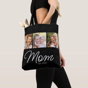Mum Established 3 Photo Script Black Tote Bag