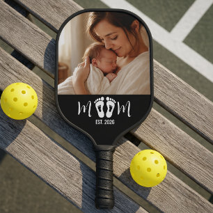Mum Established Baby Footprints Photo Gift Pickleball Paddle