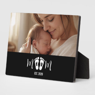 Mum Established Baby Footprints Photo Gift Plaque