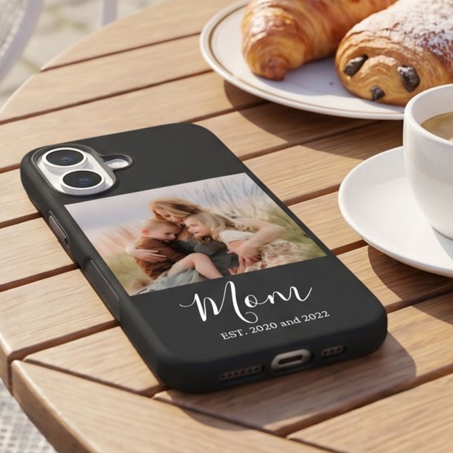 Mum Established Black Elegant Photo Script Case-Mate iPhone Case (Creator Uploaded)
