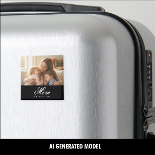 Mum Established Black Elegant Script Photo Magnet