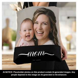 Mum Established Black Photo Custom Year Tote Bag