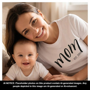 Mum Established Black Script Custom Year New Mama T-Shirt