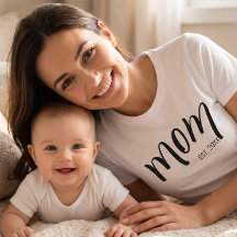 Mum Established Black Script Custom Year New Mama