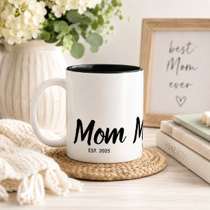 Mum Established Black Script Custom Year Two-Tone Coffee Mug