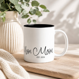 Mum Established Black Script Custom Year Two-Tone Coffee Mug